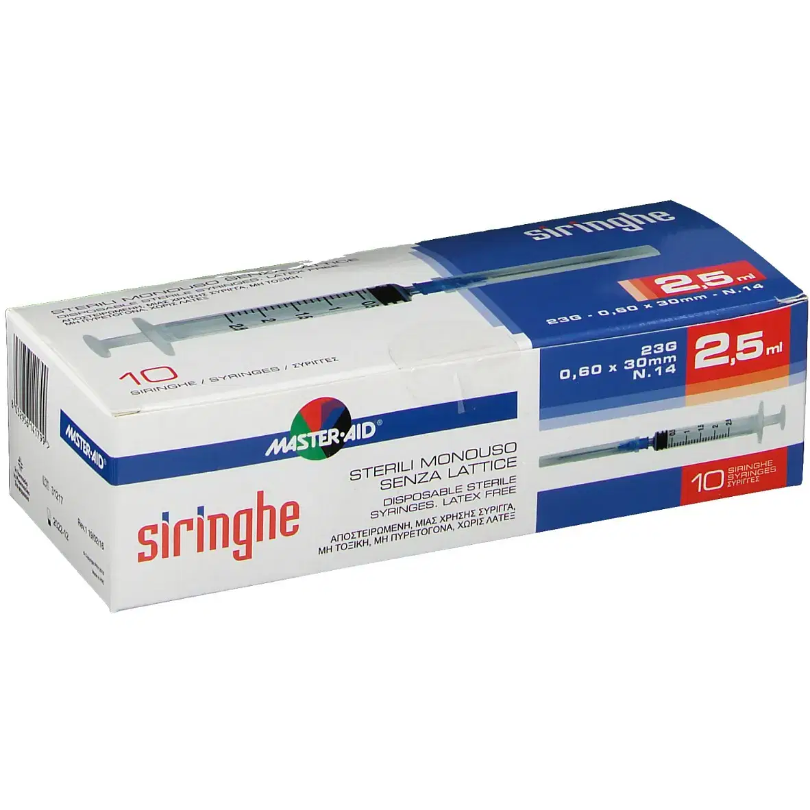 Siringa Per Venipuntura Master Aid 2,5 Ml 10 Gauge 23 Pezzi