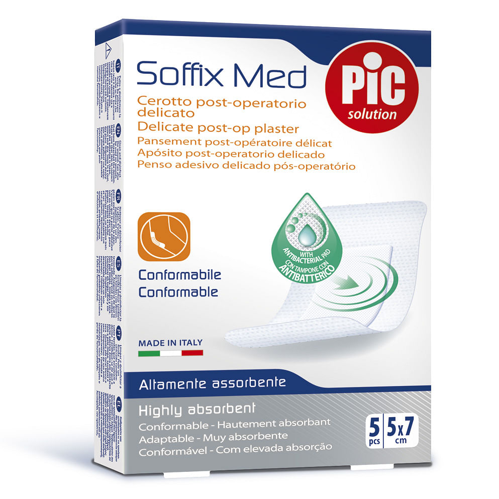 Cerotto Pic Soffix Med In Tnt Con Tampone Centrale Assorbente Sterile Monouso 5 X7 Cm Antibatterico 5 Pezzi