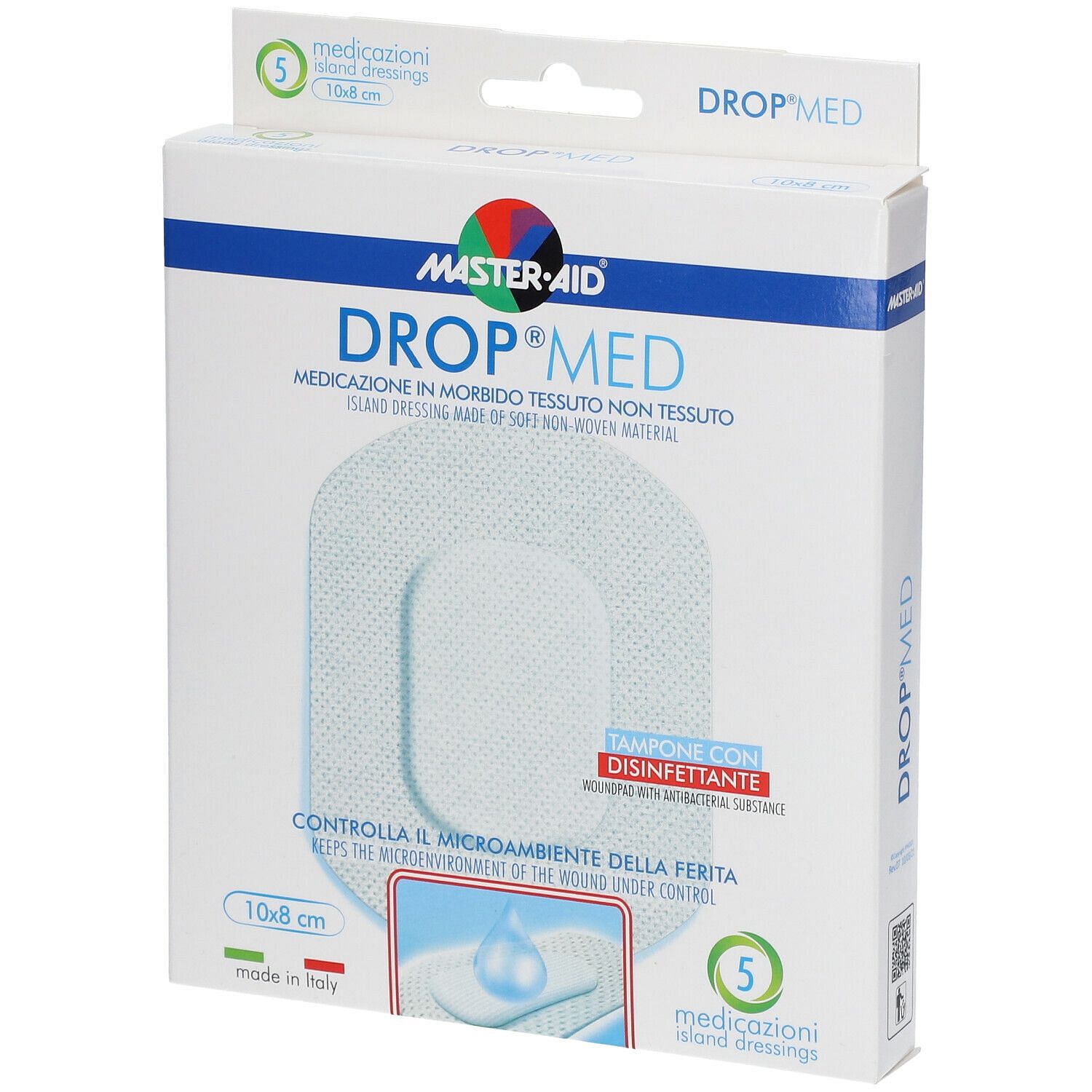 Medicazione Compressa Autoadesiva Dermoattiva Ipoallergenica Aerata Master Aid Drop Med 10 X8 5 Pezzi