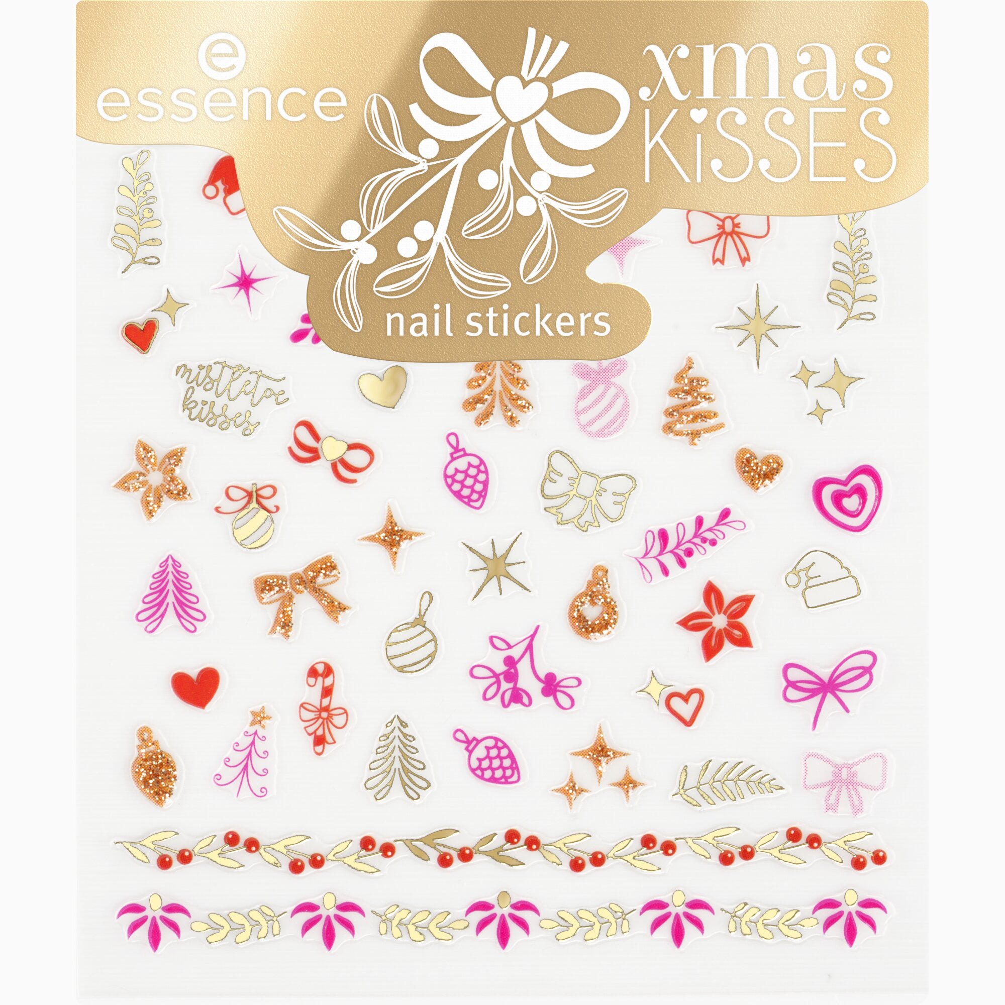 Xmas Kisses Nail Stickers 01 Mistletoe Magic, Stick Around! Adesivi Unghie Natalizi Icon Nail Art Essence