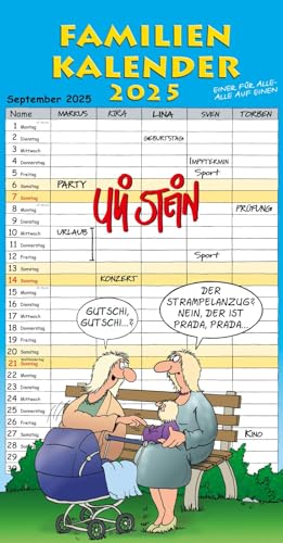 Uli Stein Familienkalender 2025: Familienplaner Mit 5 Spalten: Kalender Für Die Familie: Urlaub, Geburtstage, Termine Auf Einen Blick!