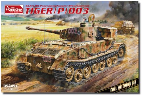 Amusing Hobby 35A051 Pzkpfwg.Vi Tiger(P) 003 Con Zimmerit E Full Interior, Scala 1:35