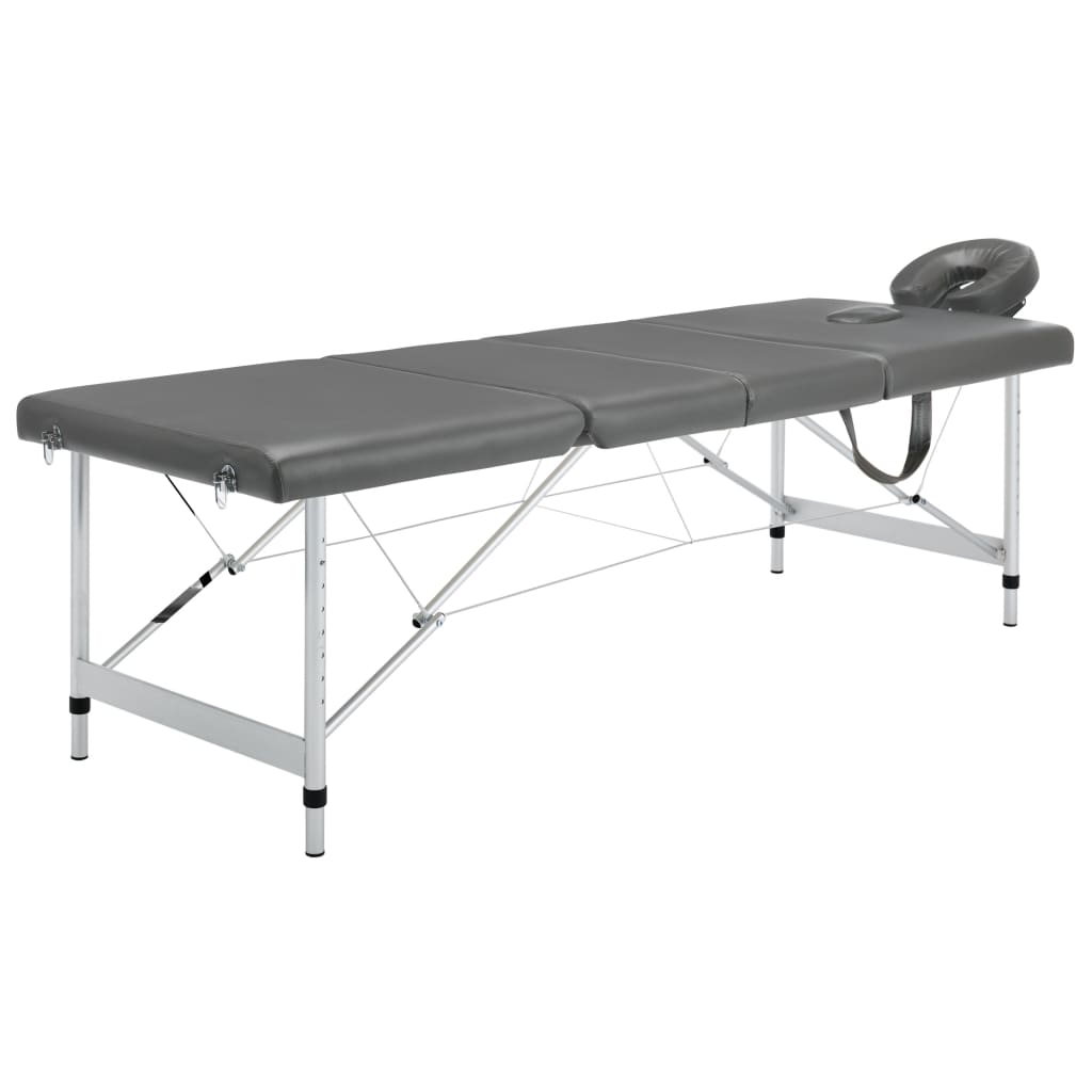 Lettino da massaggio 4 zone telaio alluminio antracite 186x68cm