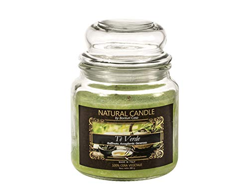 Natur Candle 167062 Candela Profumata Tè Verde, 100% Cera Vegetale, 380 G, 38 0G