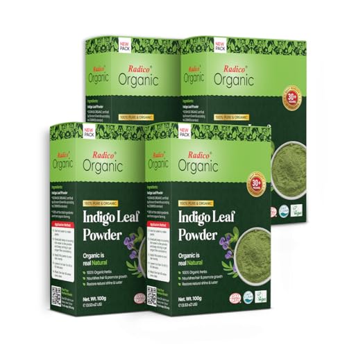 Radico Organic Indigo Leaf Powder Hair Color, 100 G, Confezione Da 4