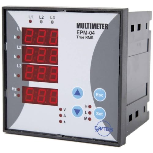 Entes® Epm-04-96 Misuratore Da Pannello Ac-Multimeter Tensione Corrente Frequenza Ore Di Esercizio Ore Totali