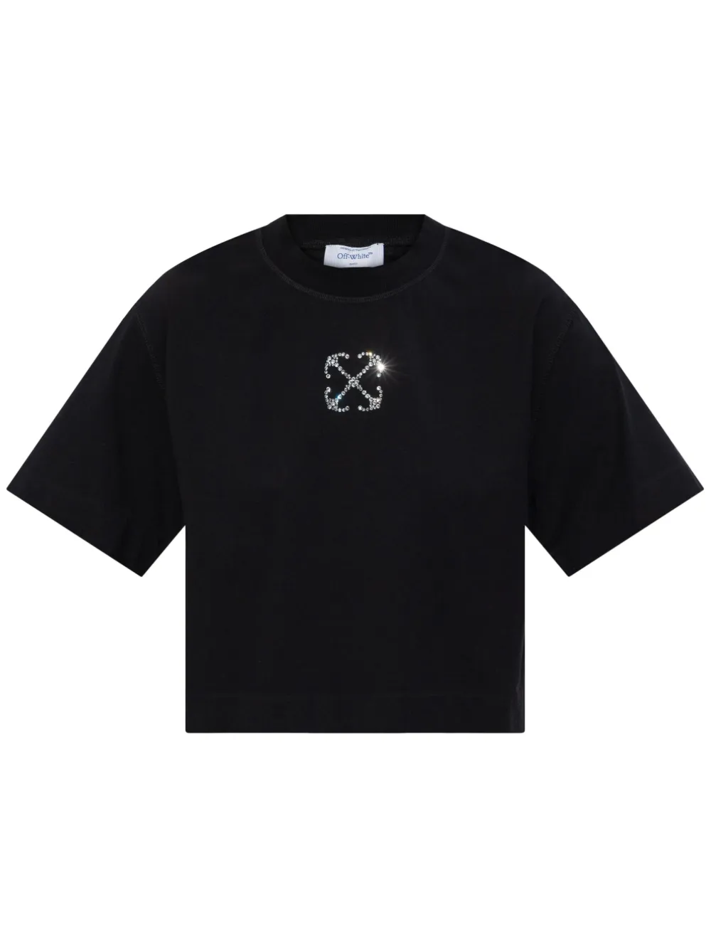 Off-White jewelled-logo cropped t-shirt - Nero