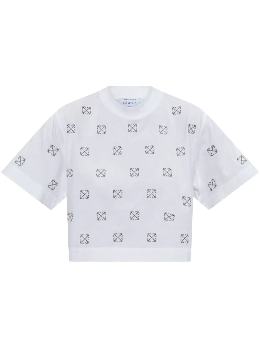 Off-White monogram-embroidered cropped t-shirt - Bianco