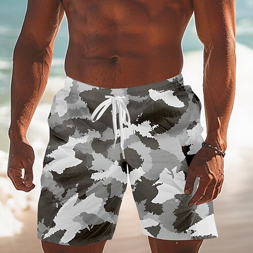Per uomo Mimetico Costume nuoto a pantaloncino Boxer da surf Pantaloncini da mare Vita normale Streetwear Hawaiano Da mare Informale Abbigliamento mar