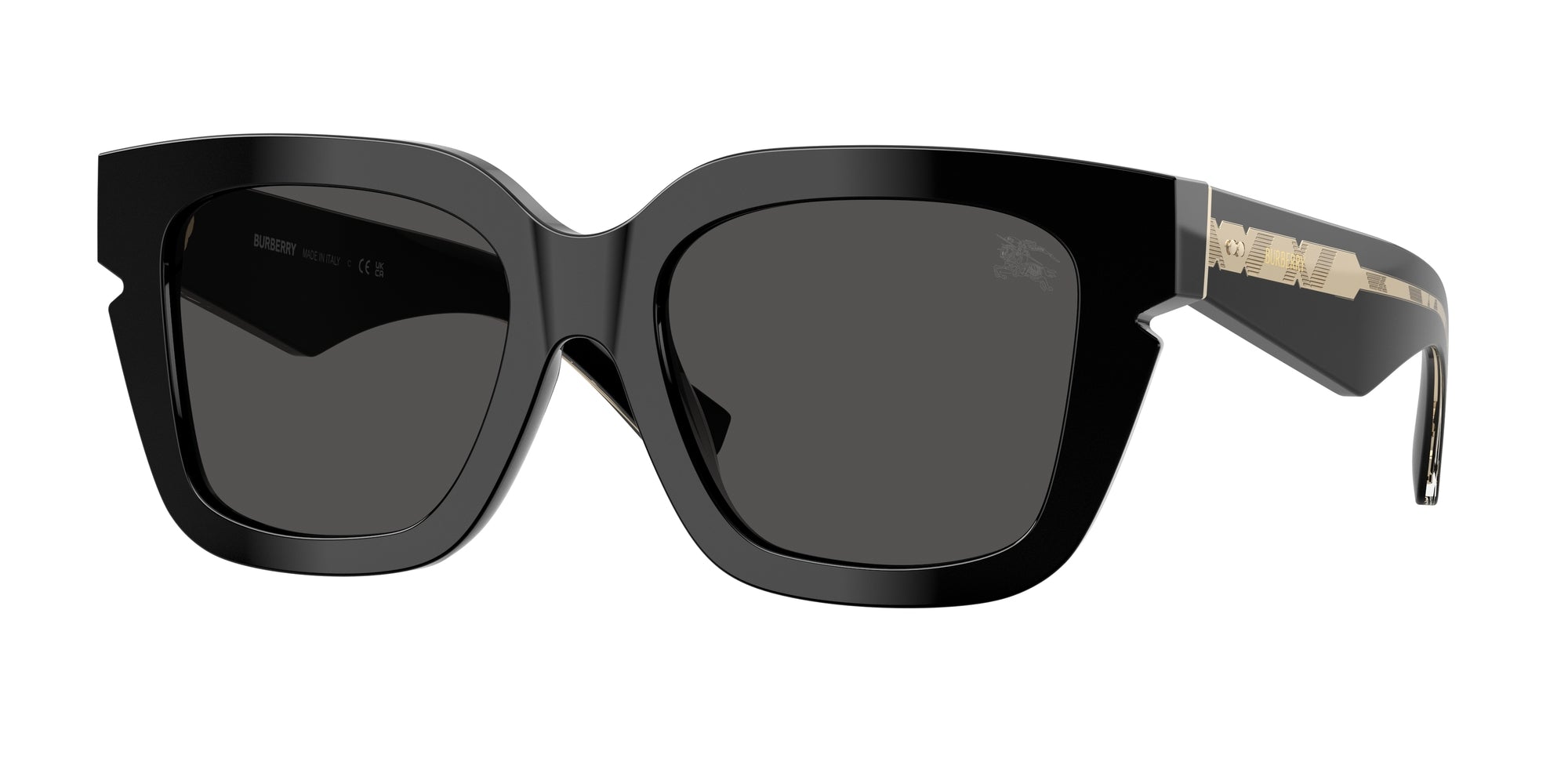 Burberry Donna Be4453  300187 Occhiali Da Sole Acetato Nero Grigio Squadrata Normale