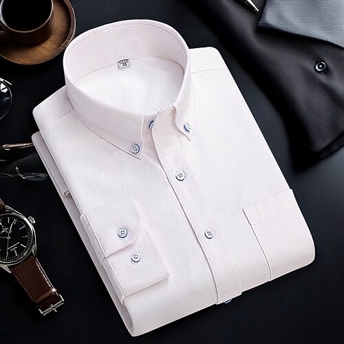Per uomo Camicie Camicia abbottonata Camicia Oxford Camicia non stirabile Camicia a righe A quadri / A righe / Chevron Matrimonio Ufficio e carriera B