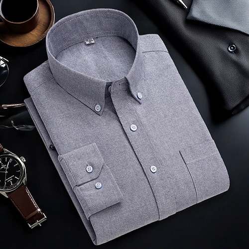 Per uomo Camicie Camicia abbottonata Camicia Oxford Camicia non stirabile Camicia a righe A quadri / A righe / Chevron Matrimonio Ufficio e carriera B