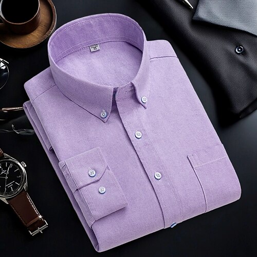 Per uomo Camicie Camicia abbottonata Camicia Oxford Camicia non stirabile Camicia a righe A quadri / A righe / Chevron Matrimonio Ufficio e carriera B