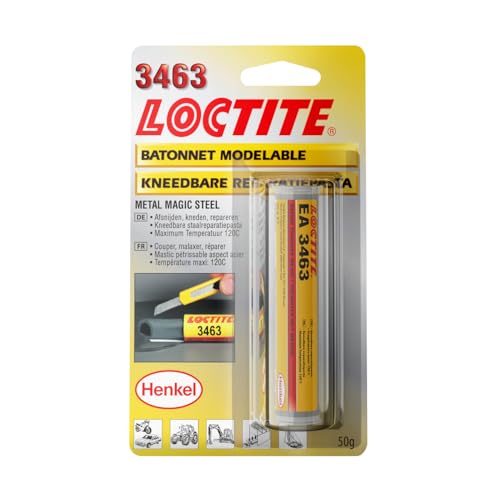 Loctite Ea 3463 - Pâte À Réparer Voiture Métal 50 G - Pâte Epoxy Bicomposante Avec Particules De Métal Pour Coller Et Réparer Les Métaux, Gris
