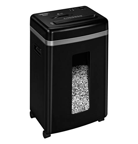 Fellowes Destructeur De Documents 450M 1 À 3 Utilisateurs, Haute Confidentialité, Micro Coupe, Corbeille Extractible 22L, Capacité : 9 Feuilles, Noir,