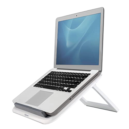 Fellowes Support Pour Ordinateur Portable Quicklift I-Spire Pliable Support Pc Jusqu'À 17", 7 Angles D'Ajustements, Support Aéré, Blanc