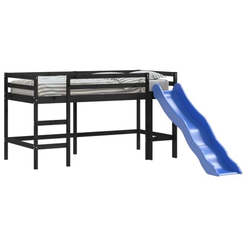 Vidaxl Lit Mezzanine Enfants Toboggan, Lit Surélevé Pour Enfants, Meuble De Rangement Chambre À Coucher, Moderne, 90X200 Cm Bois Pin Massif