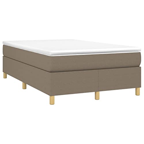 Vidaxl Sommier À Lattes De Lit Avec Matelas, Lit Rembourré, Lit Double, Lit Adulte De Chambre À Coucher Intérieur, Moderne, Taupe 120X200 Cm Tissu