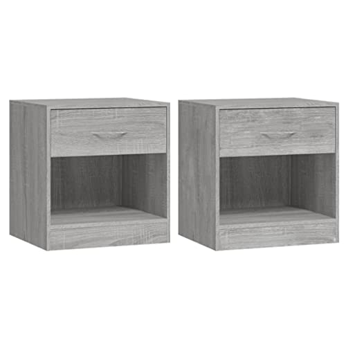Vidaxl 2X Tables De Chevet Avec Tiroir Tables De Nuit Armoires De Chevet Armoires De Lit Meubles De Chambre À Coucher Intérieur Sonoma Gris