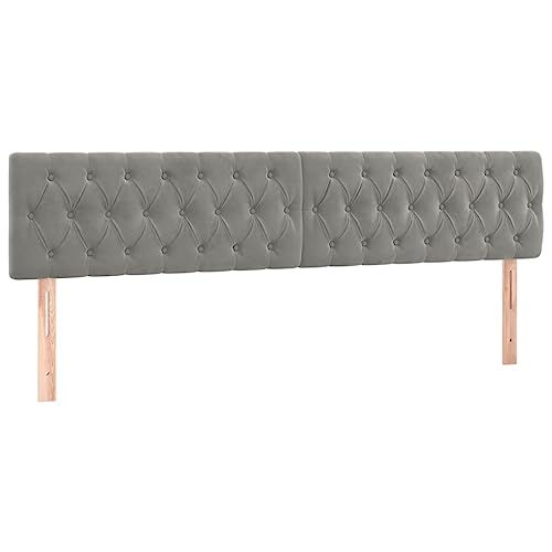 Vidaxl Tête De Lit À Led Meuble De Chambre À Coucher Accessoire De Lit Double Tête De Cadre De Lit Intérieur Gris Clair 180X7X78/88 Cm Velours