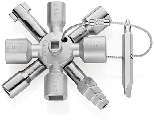 Knipex Twinkey® Clé Universelle Pour Armoires De Commande, Tous Systèmes De Fermeture Usuels, 10 Profilés, 2 Croix, 1 Clé, Clé Universelle, 00 11 01