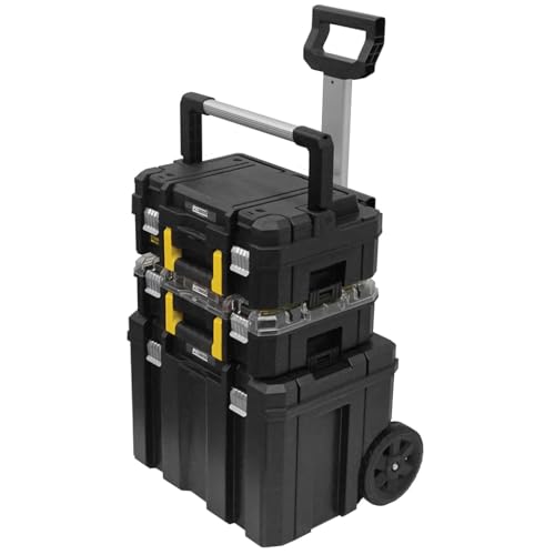 Stanley Fmst1-80103 Tour Tstak/Pro-Stack Mobile 3 Éléments Gamme Fatmax - Organiseur 7 Compartiments -Mallette 14L - Poignée Télescopique