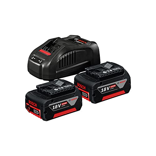 Bosch Professional 18V System Set De Batteries (2X Batteries Gba 18V 5.0Ah + Chargeur Rapide Gal 1880 Cv, Dans Boîte Carton)
