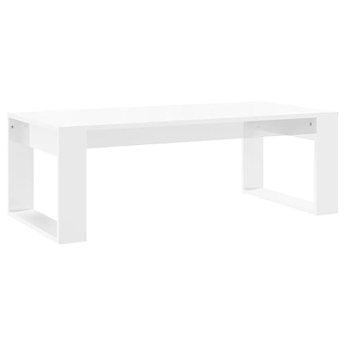 Vidaxl Table Basse Blanc Brillant 102X50X35 Cm Bois D'Ingénierie
