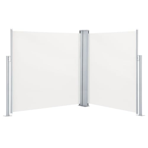 Vidaxl Auvent Latéral Rétractable Pare-Brise De Balcon Pare-Soleil De Jardin Pare-Vue De Terrasse Extérieur Patio Arrière-Cour Crème 140X600 Cm