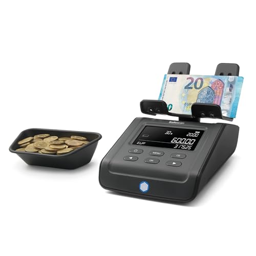 Safescan 6165 Compteuse Valorisatrice Pour Pièces Et Billets - Compteuse De Pièces Avec Reconnaissance Automatique Du Rouleau De Pièces - Balance Pour