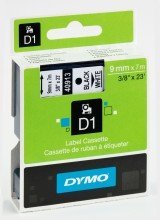 Dymo® D1 Ruban D1, Plastique, Laminé, 7 M X 9 Mm, Noir/Blanc