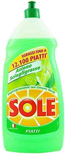 6 X Sole Piatti Verde Limone Water Detersivo Liquido Detersivo Liquido Detergente 1100 Ml