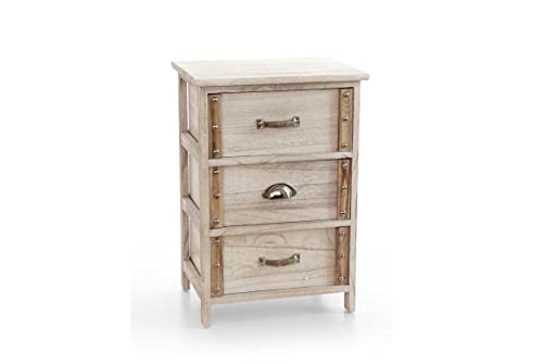 Gicos Import Export Srl Mobile Cassettiera In Legno Colore Anticato 3 Cassetti 40 * 29 * 58 Cm Shabby Chic Edt-809415