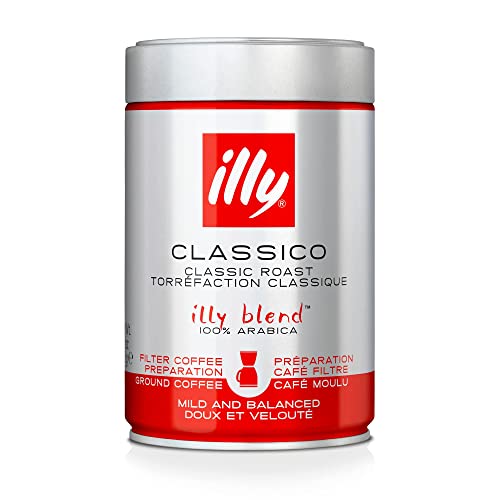 Illy Caffè Filtro Classico, Tostatura Media, Macinato 100% Arabica Ground Coffee, 250 G
