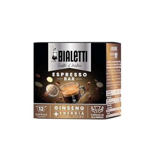 Bialetti Caffè D'Italia, Box 12 Capsule, Ginseng, Compatibili Con Macchine Bialetti Sistema Chiuso, 100% Alluminio