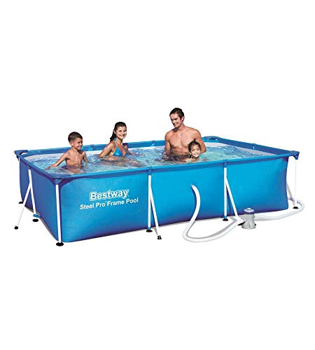 Bestway 56411 Set Piscina Fuori Terra Steel Pro Rettangolare Da 300X201X66 Cm
