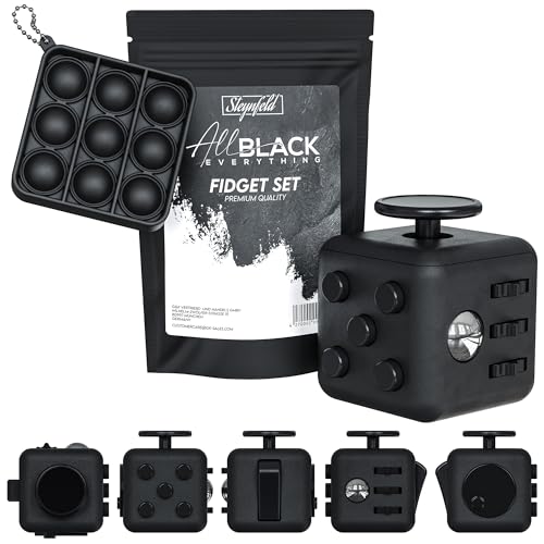 All Black Everything - Set Fidget Con Cubo Fidget Incluso Fidget Popper Gratuito, Nero, Cubo Fidget, Fidget Popit, Attività Adhd, Antistress, Ansiolit