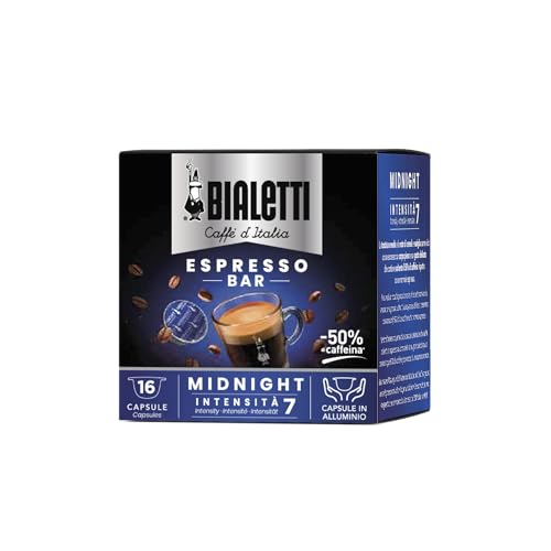 Bialetti Caffè D'Italia, Box 16 Capsule, Midnight, Intensità 7, Compatibili Con Macchine Bialetti Sistema Chiuso, 100% Alluminio