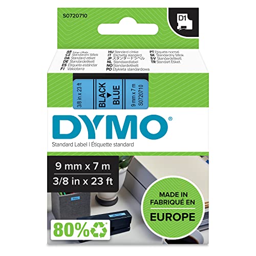 Dymo S0720710 Nastri D1, 9 Mm X 7 M Nero/Blu