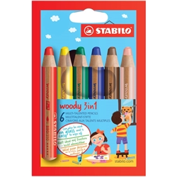 Matite colorate Stabilo Woody 3 in 1-punta larga-conf. 6+1 temperino