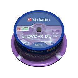 DVD-R Double Layer Verbatim 8.5 GB in confezione da 25 dvd-r - 43757