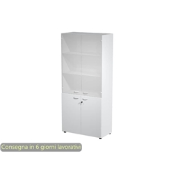 Armadio alto con 2 ante basse 2 ante medie 90x45 8x200 grigio