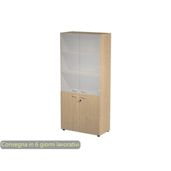 Armadio alto con 2 ante basse 2 ante medie 90x45 8x200 rovere
