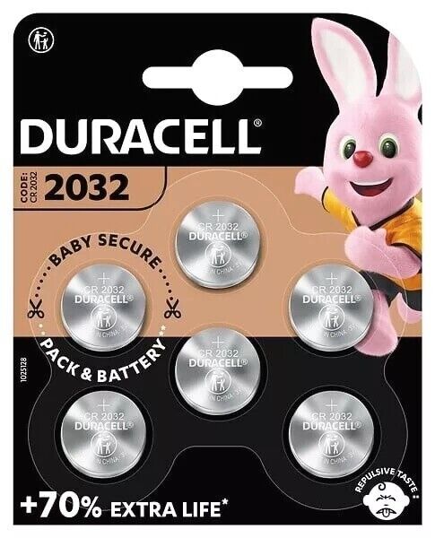 6 Piles CR2032 Duracell Extra lire +70%  3V Lithium - Longue Durée +70%