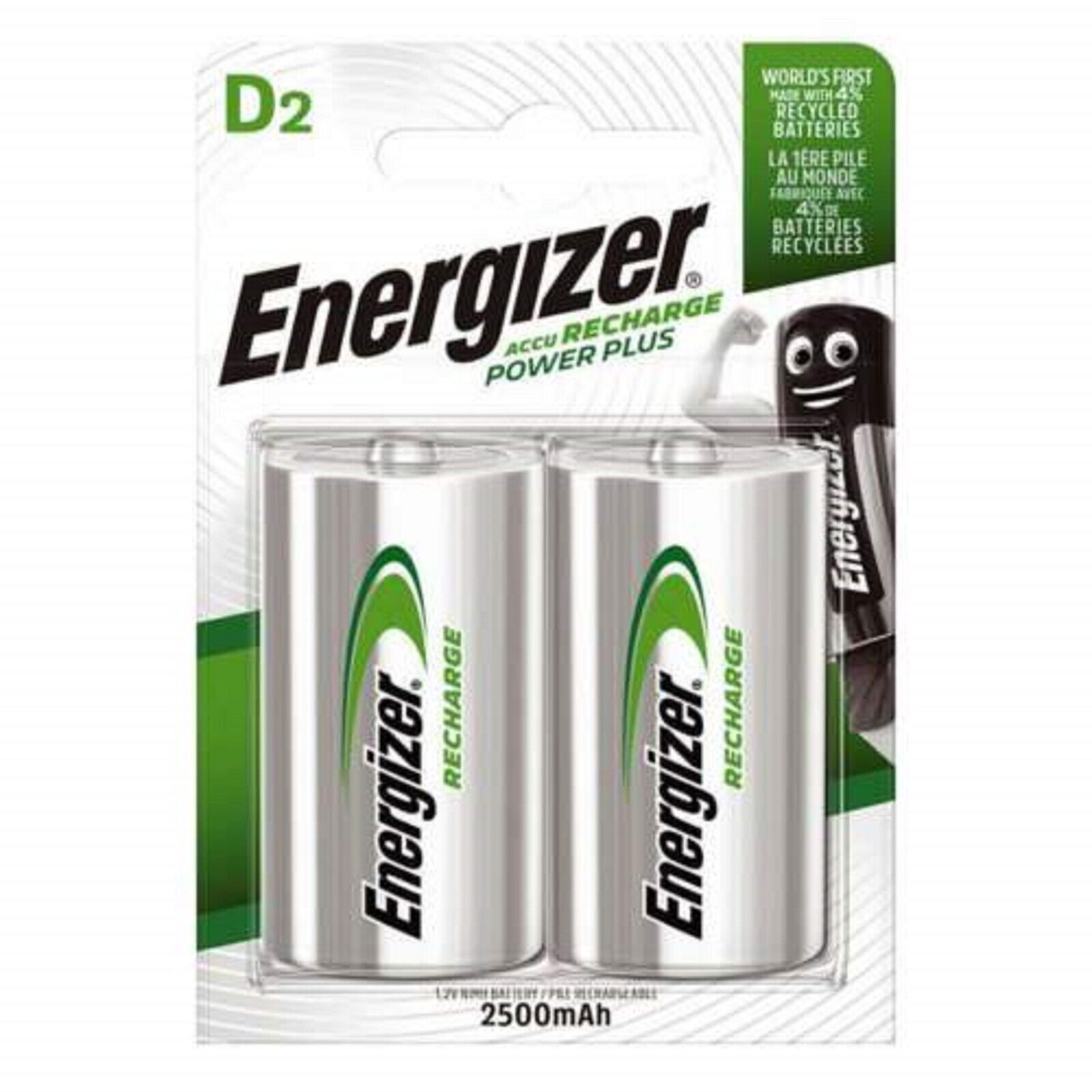 Energizer D2 Recharge 1,2V 2500mAh X2 - NEUF !!!