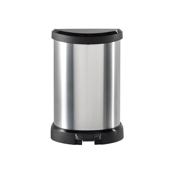 Curver Deco Bin D-Shape Poubelle à pédale 20 litres Argent Noir K169795kd88kk