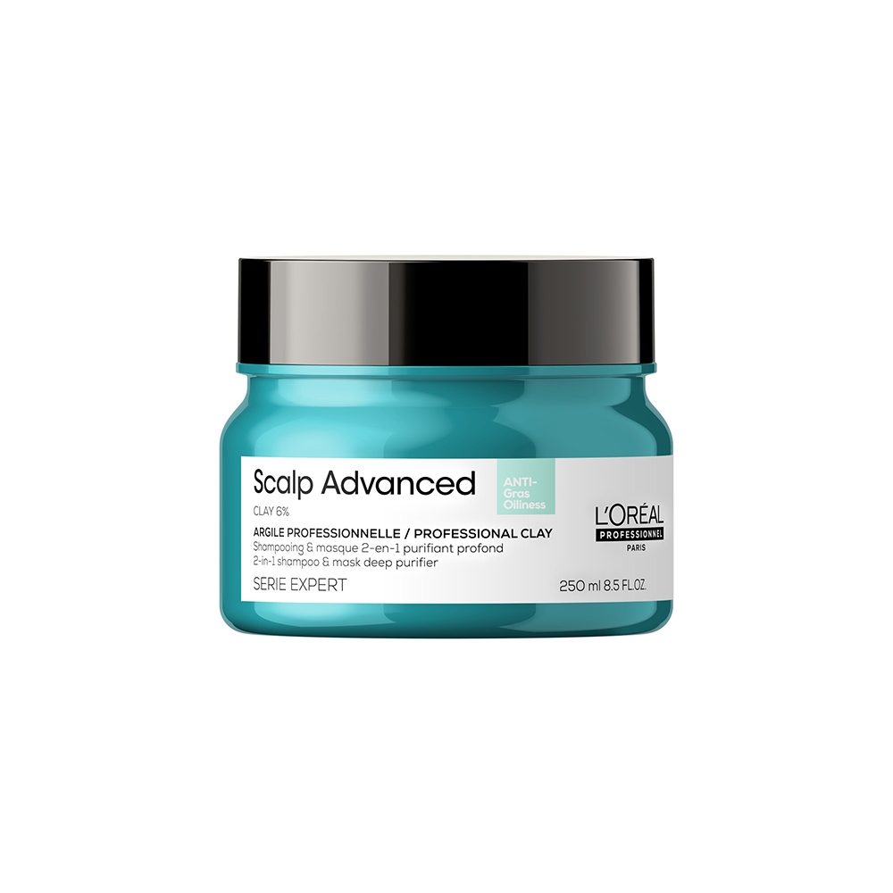 Scalp Advanced 2-in-1 Deep Purifier Clay Anti-Oiliness Trattamento Shampoo e Dopo Shampoo cuoio capelluto grasso 250 ml Vasetto L'Oreal Professionnel