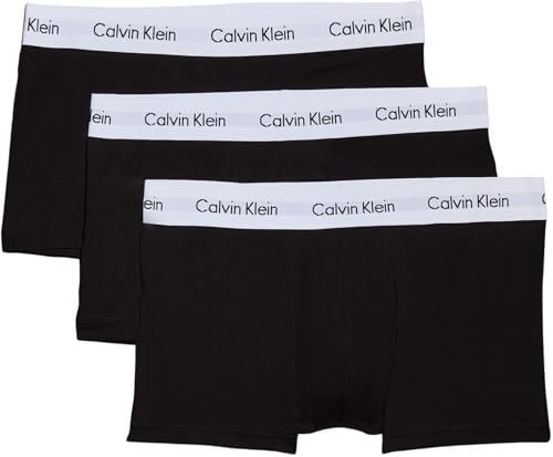 Calvin Klein Low Rise Trunk 3Pk 0000U2664G, Boxer A Vita Bassa Uomo, Nero (Black), M (Pacco Da 3)