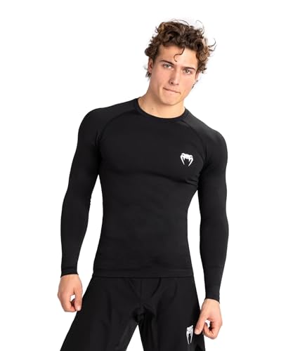Venum Contender Men'S Long Sleeve Rashguard T-Shirt, Nero/Bianco, Xl Uomo