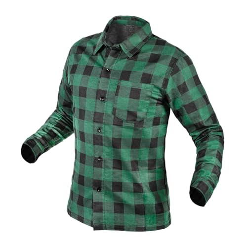 Neo Tools Camicia Di Flanella, Verde – Comodo Abbigliamento Da Lavoro, 100% Flanella Di Cotone, Robusta, Elegante E Resistente, Perfetta Per Il Posto